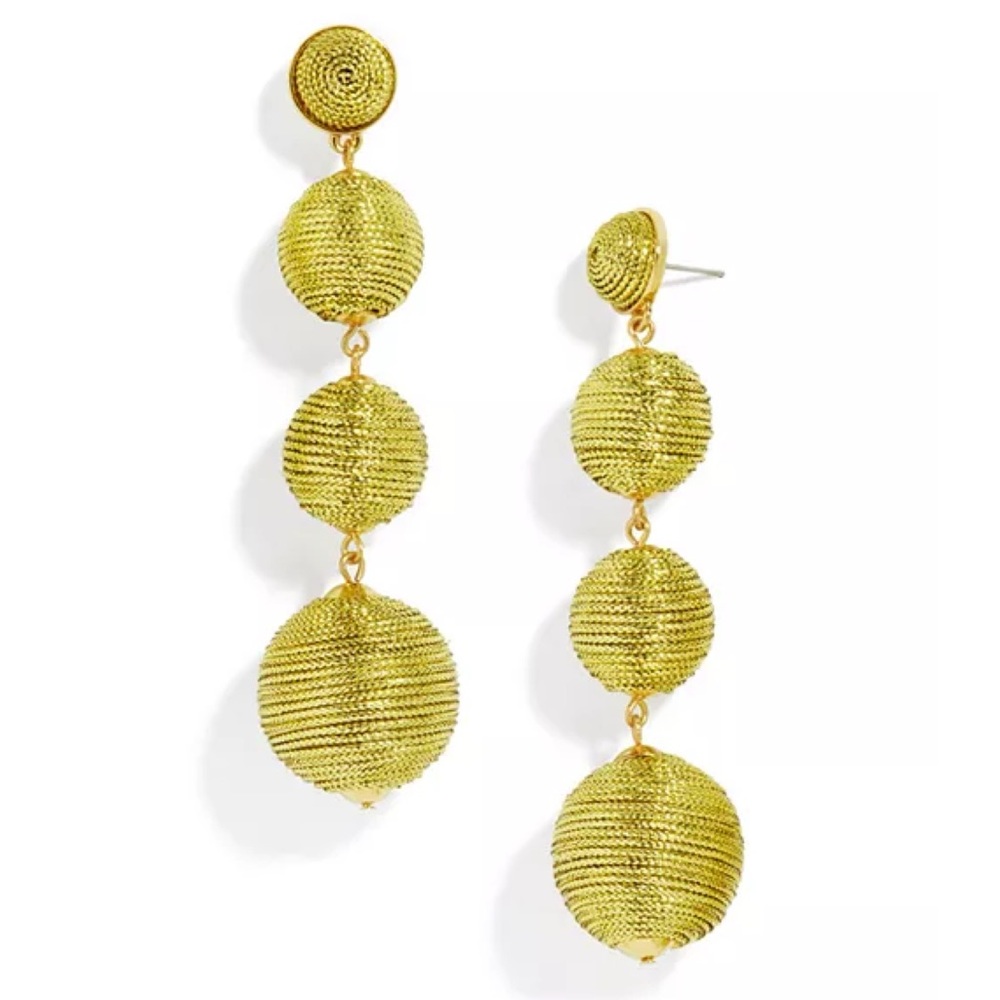 BaubleBar Threaded Drop Earrings in Metallic Gold NWT
